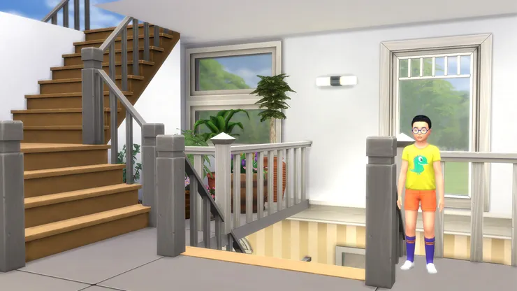 我以前學校的樓梯像剪刀那樣交叉地上下，但我這次則是拐彎，感覺會走得流暢點。