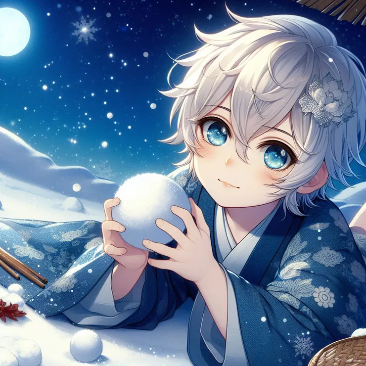 夜裡拿雪球的男孩（？）３