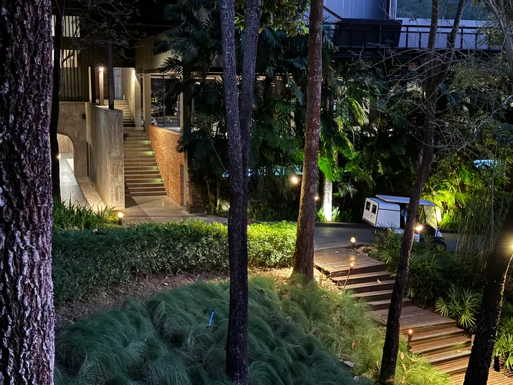 整座度假酒店就蓋在山林裡面