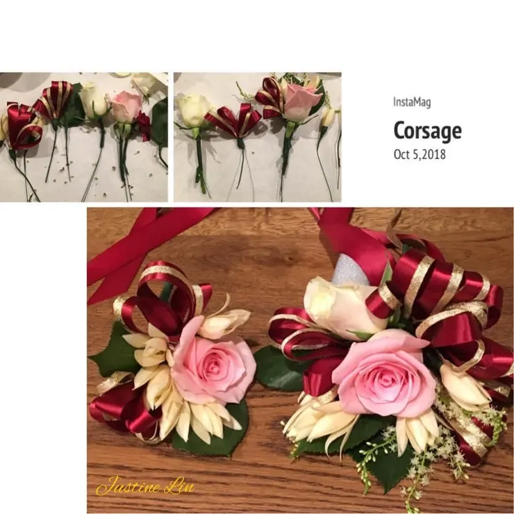 用女兒的「生命樹」玉蘭花製作胸花與手環