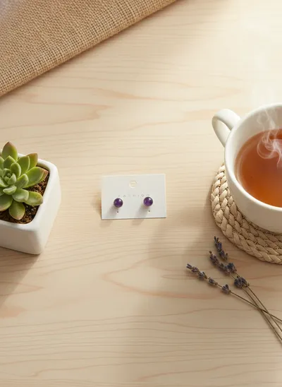 作品集_手作飾品：溫潤療癒｜天然紫水晶手作鋼線耳環