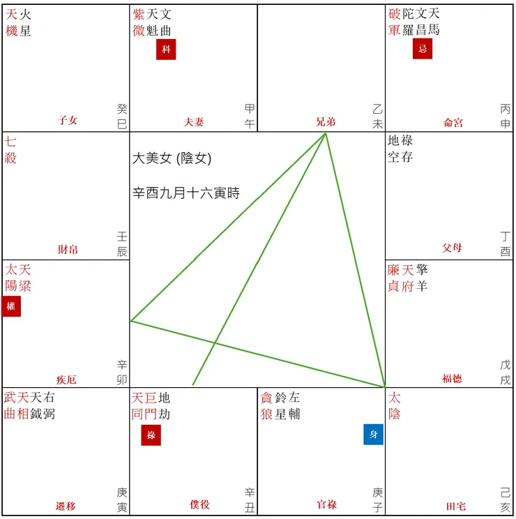 圖3. 紫微斗數-兄弟宮三方四正