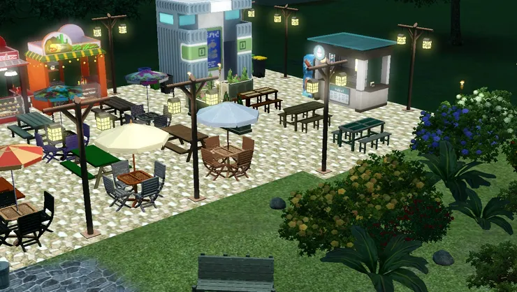 小吃區自然會在晚上燈火通明,這是公園在晚上人最多、最喜愛的區域!