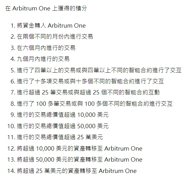 ARB空投積分規則