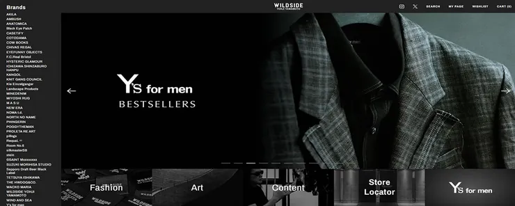 WILDSIDE YOHJI YAMAMOTO網站截圖