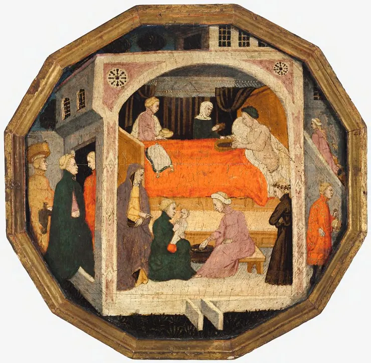 十五世紀文藝復興時期佛羅倫斯一戶人家嬰兒出生時，親友拜訪的情狀描述，Photo from Link