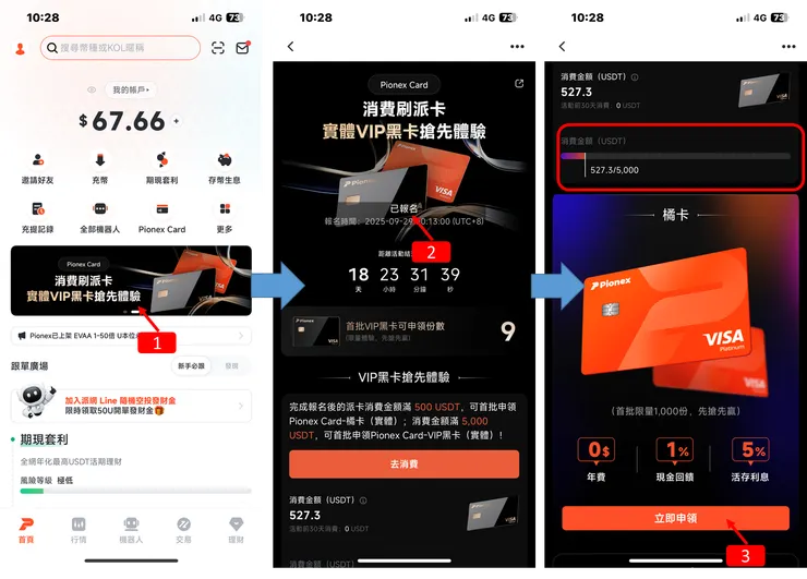 Pionex 實體橘卡:消費