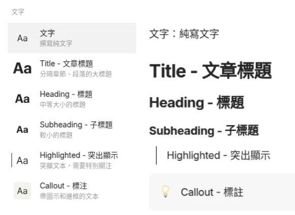 文字-對應字體型式