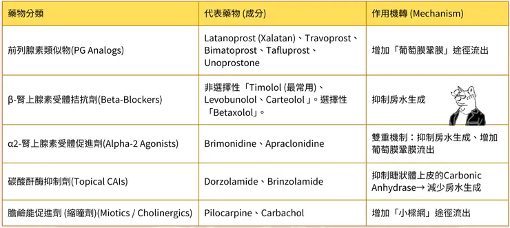 局部「青光眼藥物」總表 (Topical Glaucoma Medications)-Betty