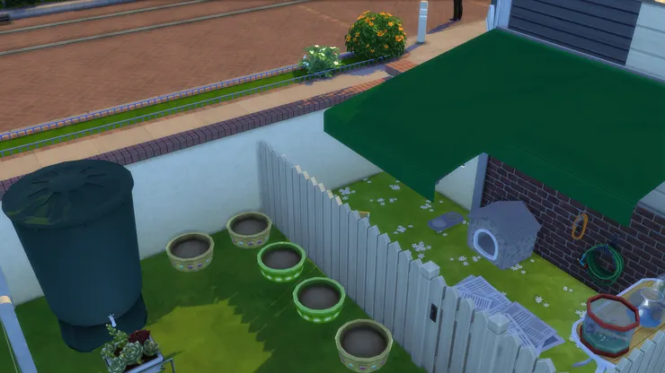 植物園裏的花盆可以用來種花和果菜，也可以用來種樹。學生可以用水缸裏的水來澆花。期待園藝組的收成！