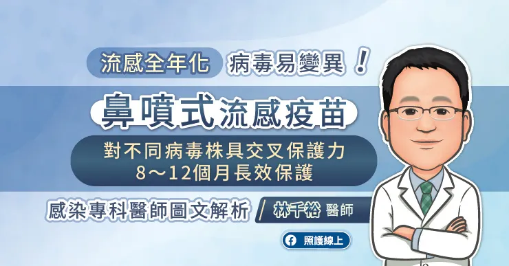 流感全年化 病毒易變異 鼻噴式流感疫苗 對不同病毒株具交叉保護力、8～12個月長效保護，感染專科醫師圖文解析