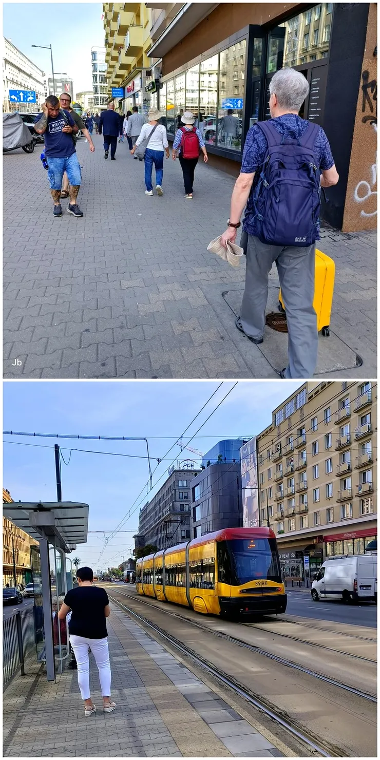 【拖行李小步行搭電車到中央車站！表妹家在市中心，交通方便，幾步路就有公車、電車站，搭去中央車站不到十分鐘。】