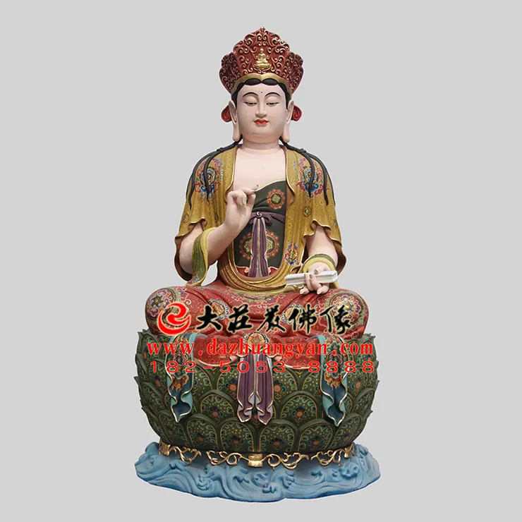 銅雕文殊菩薩彩繪塑像