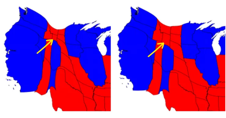 左：根據人口數量 ∕ 右：根據選舉人數量