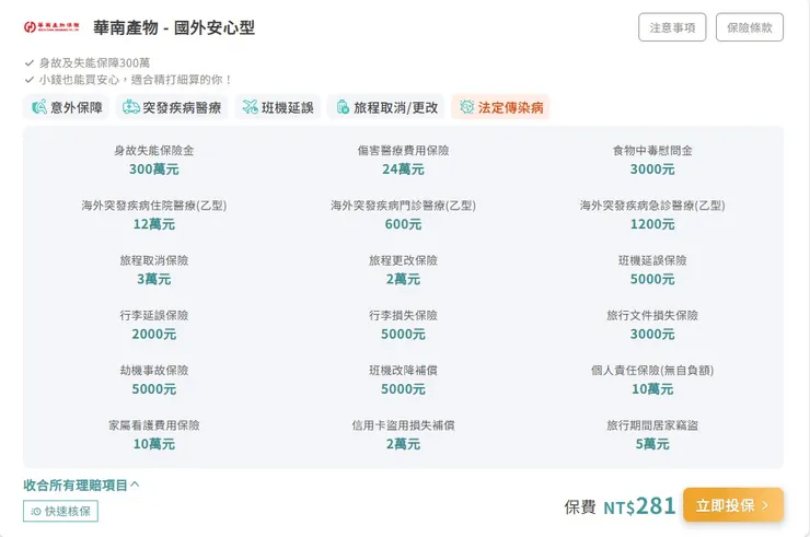 一鍵就能閱覽方案的理賠詳細內容