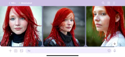 Line Moonshot指令:寫實人像 雨天中被雨淋濕的紅髮女人