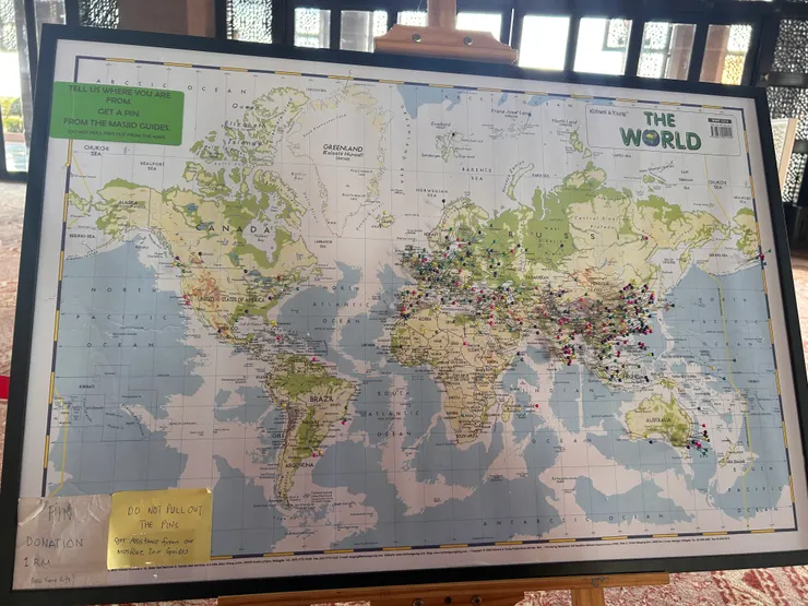 用大頭針插旗