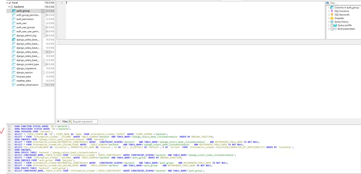 HeidiSQL 介面 - SQL 原始碼