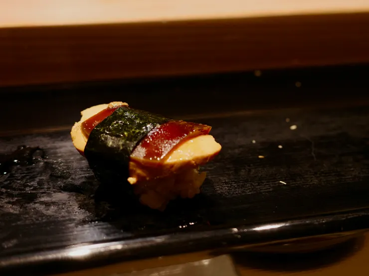 醃漬西瓜綿安康魚肝(あん肝とスイカの奈良漬)