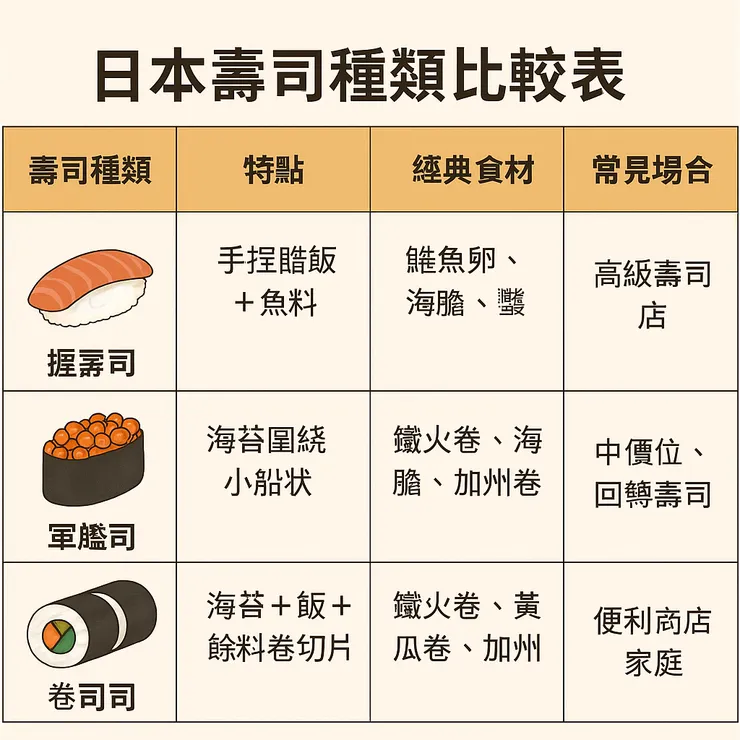 日本🇯🇵壽司🍣種類比較