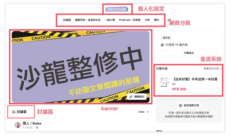 更新後的沙龍，活脫脫是個人網頁呀！