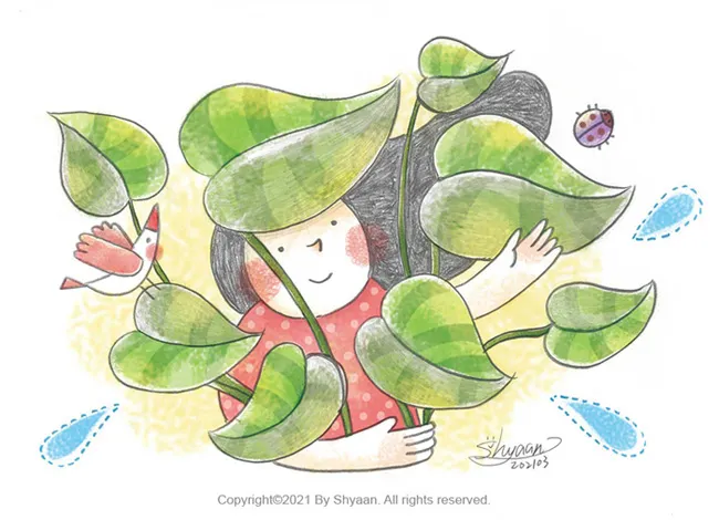 黃金葛(鉛筆+電繪)