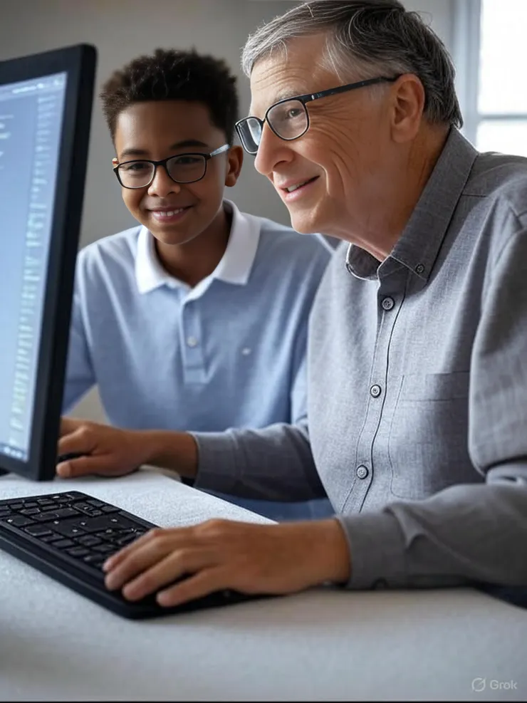 比爾．蓋茨用的 GPT-4o 與世界上任何人所用的都相同。由 GROK 生成。