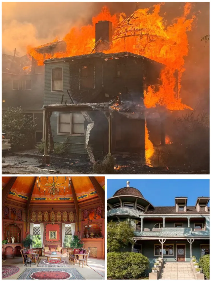 本次被野火燒毁的歷史建物之一The McNally House（火災前後對比圖） ，圖片來源：X/ @alisonmartino