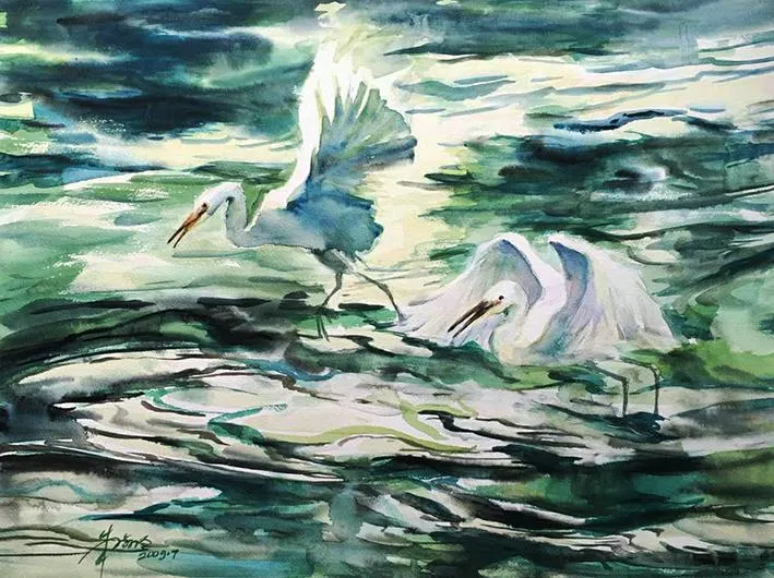 欣賞水彩畫，能做到生動活潑效果。