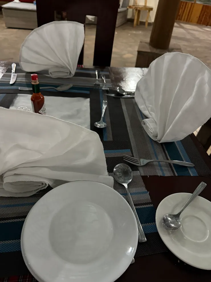 服務人員貼心折好的餐巾