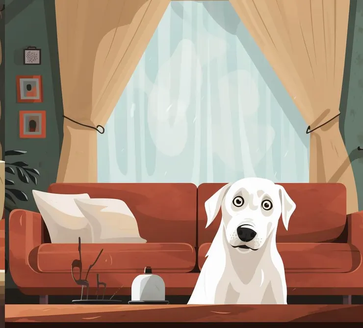 擔憂風雨的狗狗