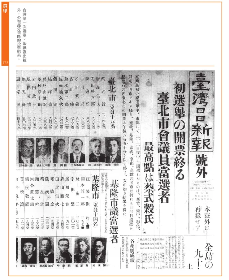 台灣第一次選舉結果見報
