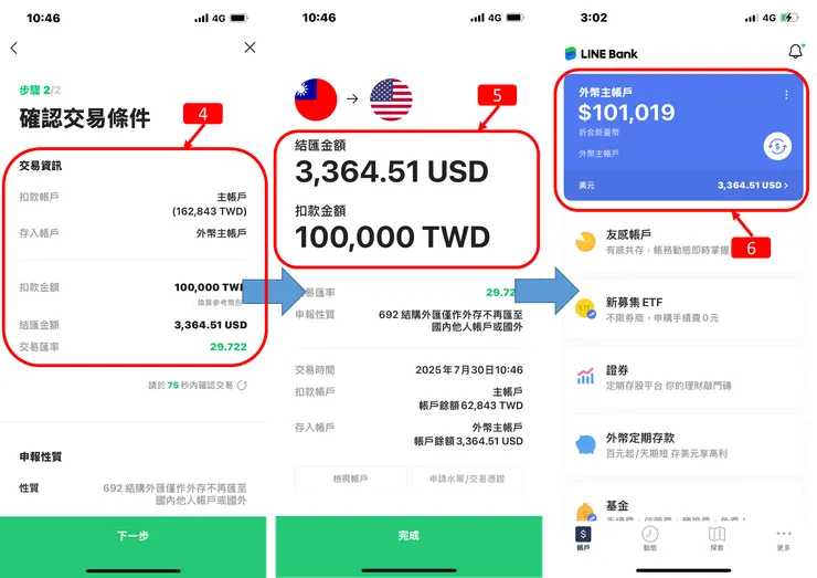 LINE Bank｜外幣帳戶升級，購買美元，約定帳戶設定，使用全攻略