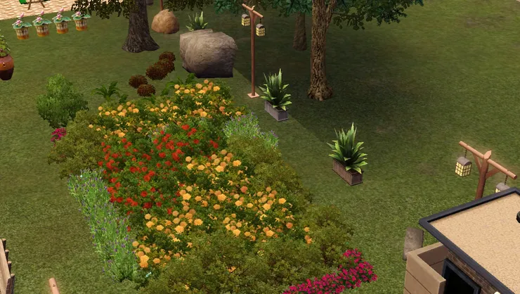 這是一個很大的花圃。我覺得公園一定要有很多花才行。