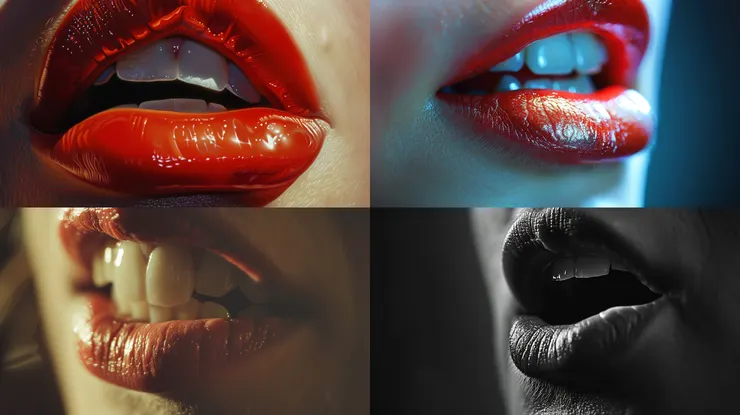 a mouth, closeup shot, --ar 16:9