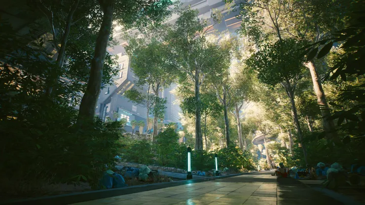 廣場附近的公園，城市中少數充滿綠意的所在