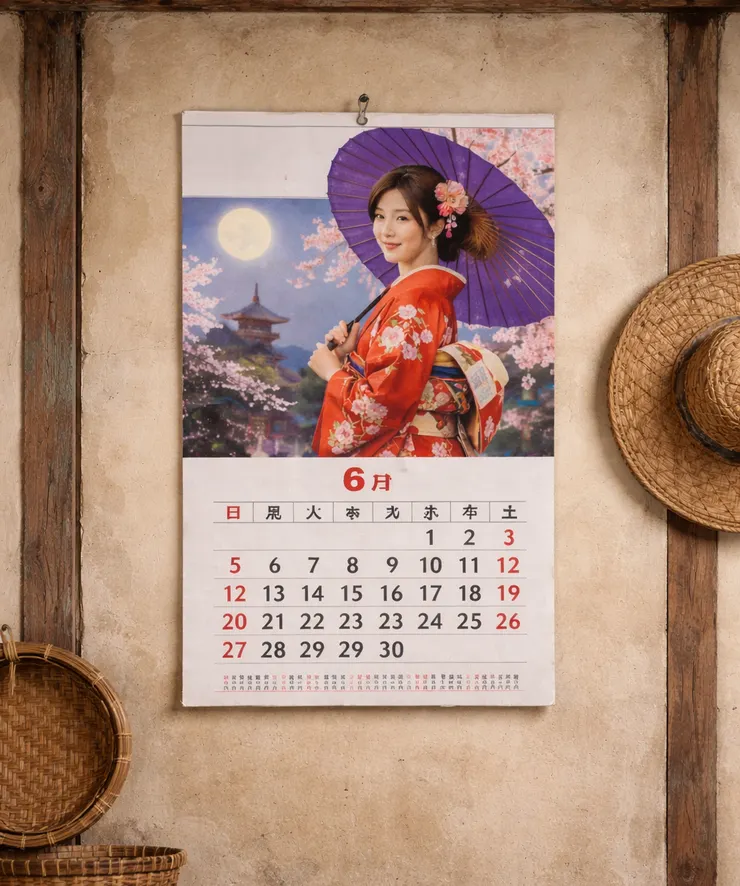 阿嬤家牆上掛著日本月曆(AI生成)