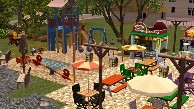 小吃攤檔區旁是兒童遊樂場。