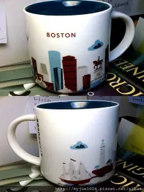 朋友阿哲到歷史之都波士頓帶回來的杯杯是沉穩的寶石藍, 有著名的華盛頓雕像和美麗的碼頭景色