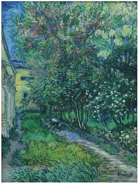 文森梵谷,《瘋人院花園》,1889 年