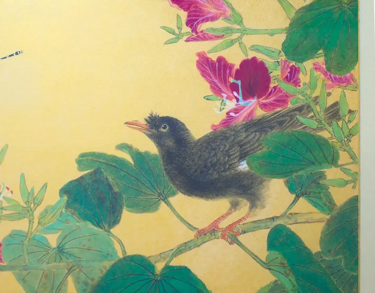 〈閑庭幽趣〉局部－八哥