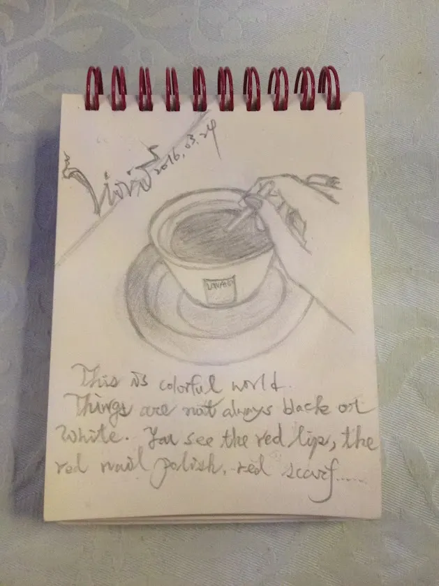 在淡水咖啡廳一隅的速寫