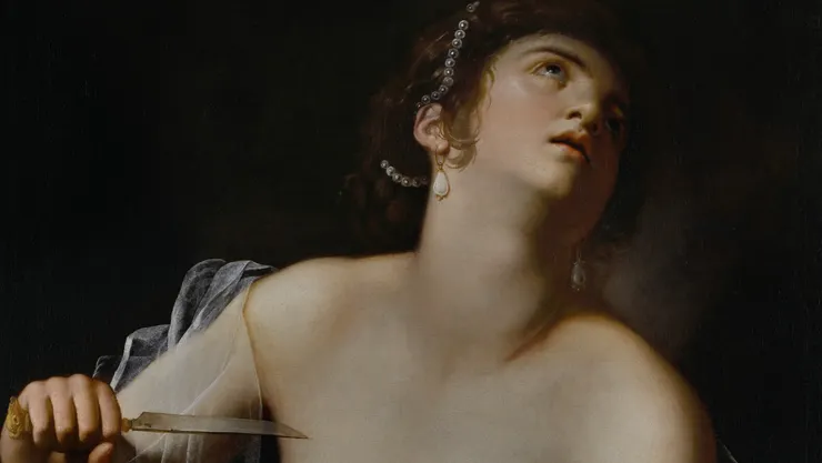 藝術家Artemisia Gentileschi的作品《Lucretia》細節，圖片來源：J. Paul Getty Trust.