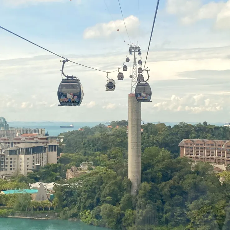 從纜車裡觀看聖淘沙景色