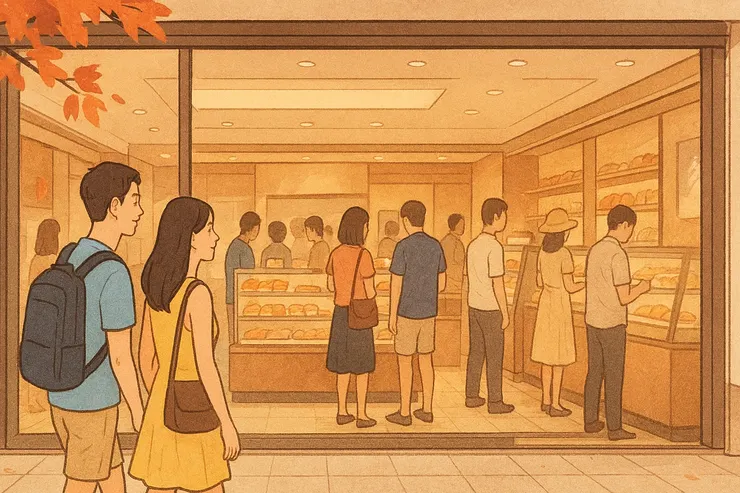 街上行人寥寥可數，難道都被帝苑餅店吸進去了？（插圖由 Copilot 協助創作）