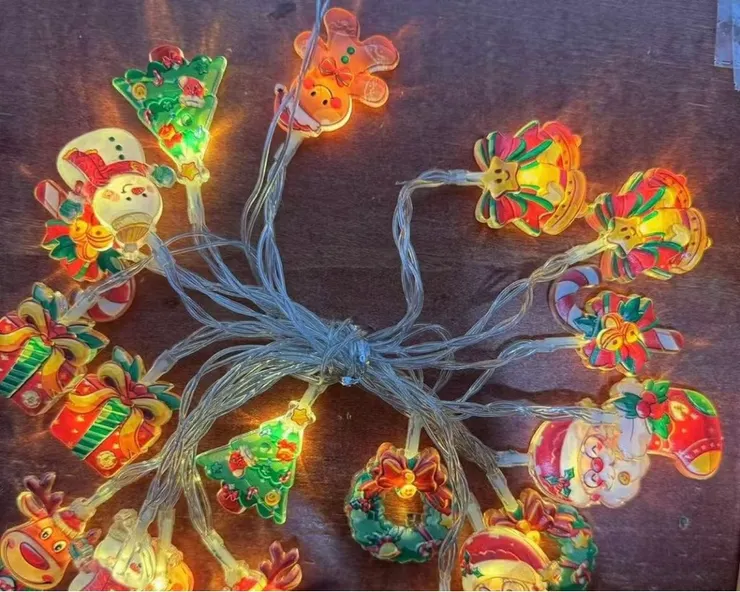 聖誕節老人、雪人聖誕樹彩燈串