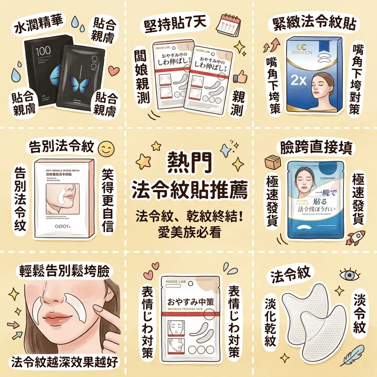 【法令紋緊緻膜推薦】側睡不怕擠壓紋！Dcard/PTT熱議評比：懶人保養/夜間物理提拉，水凝膠/日本川字紋貼