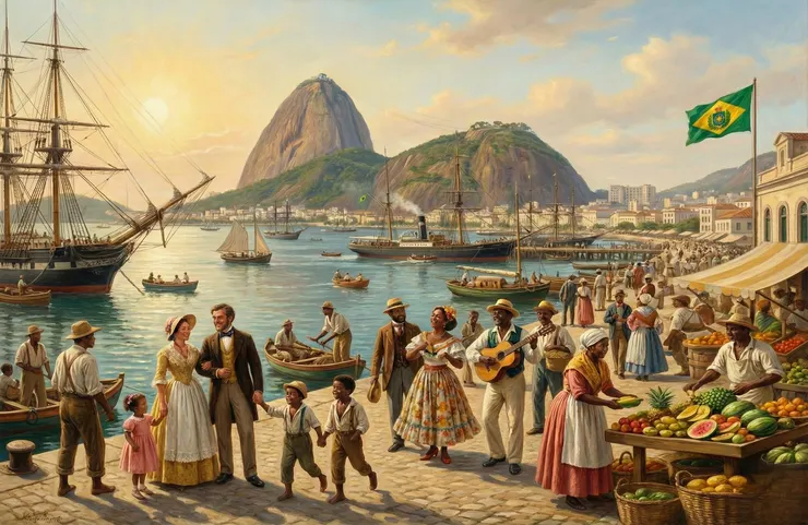 示意圖：1850年代巴西帝國港口(來源：AI生成圖)