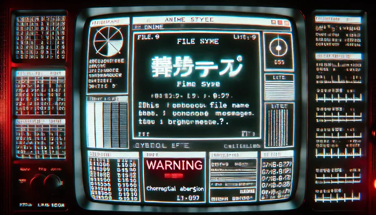 終端機螢幕上出現神秘檔案名稱與紅色警告字。