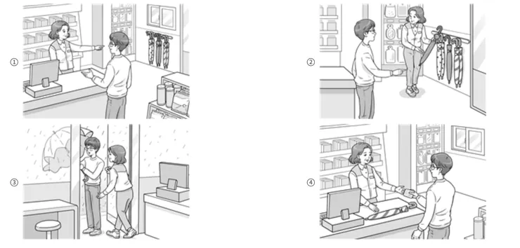 聽力對話圖片題（來源：TOPIK 官網）